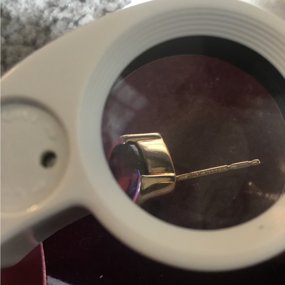 Vintage 14Kt Yellow Gold (7mm x 5mm) 2 Carat Oval Bezel Set Garnet Stud Earrings - Picture 9 of 12